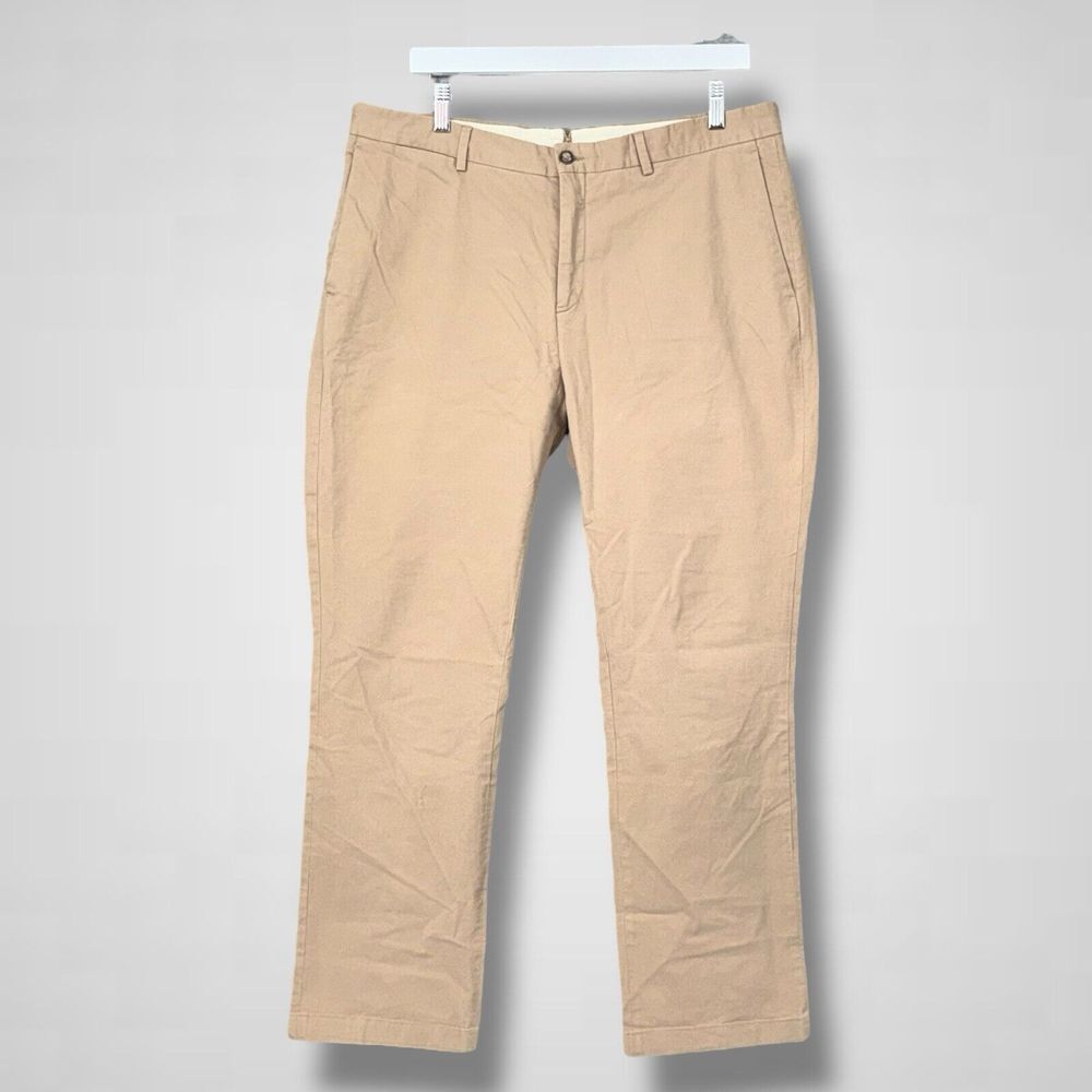 Ralph Lauren Purple Label Straight Chinos Mens 38x29‎ Khaki Tan Flat Front Pants